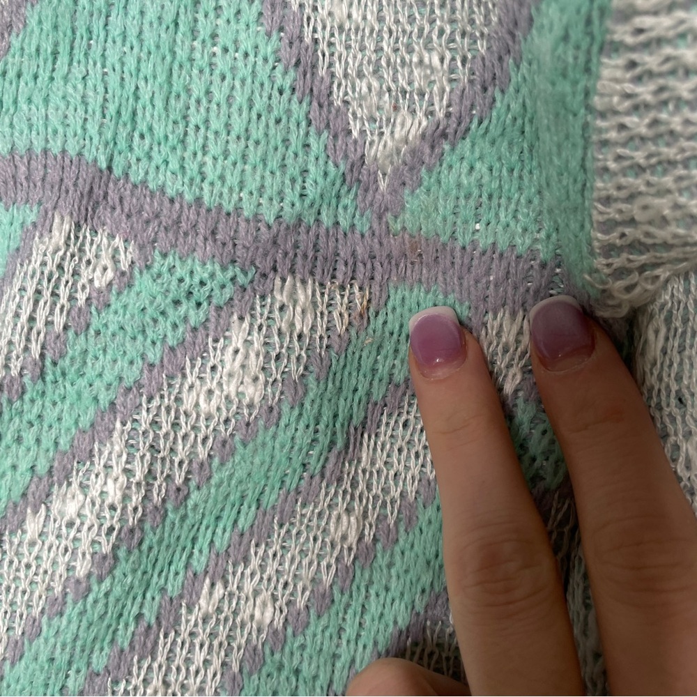 1980s Adele Geometric Pattern Collared Knit Sweat… - image 3